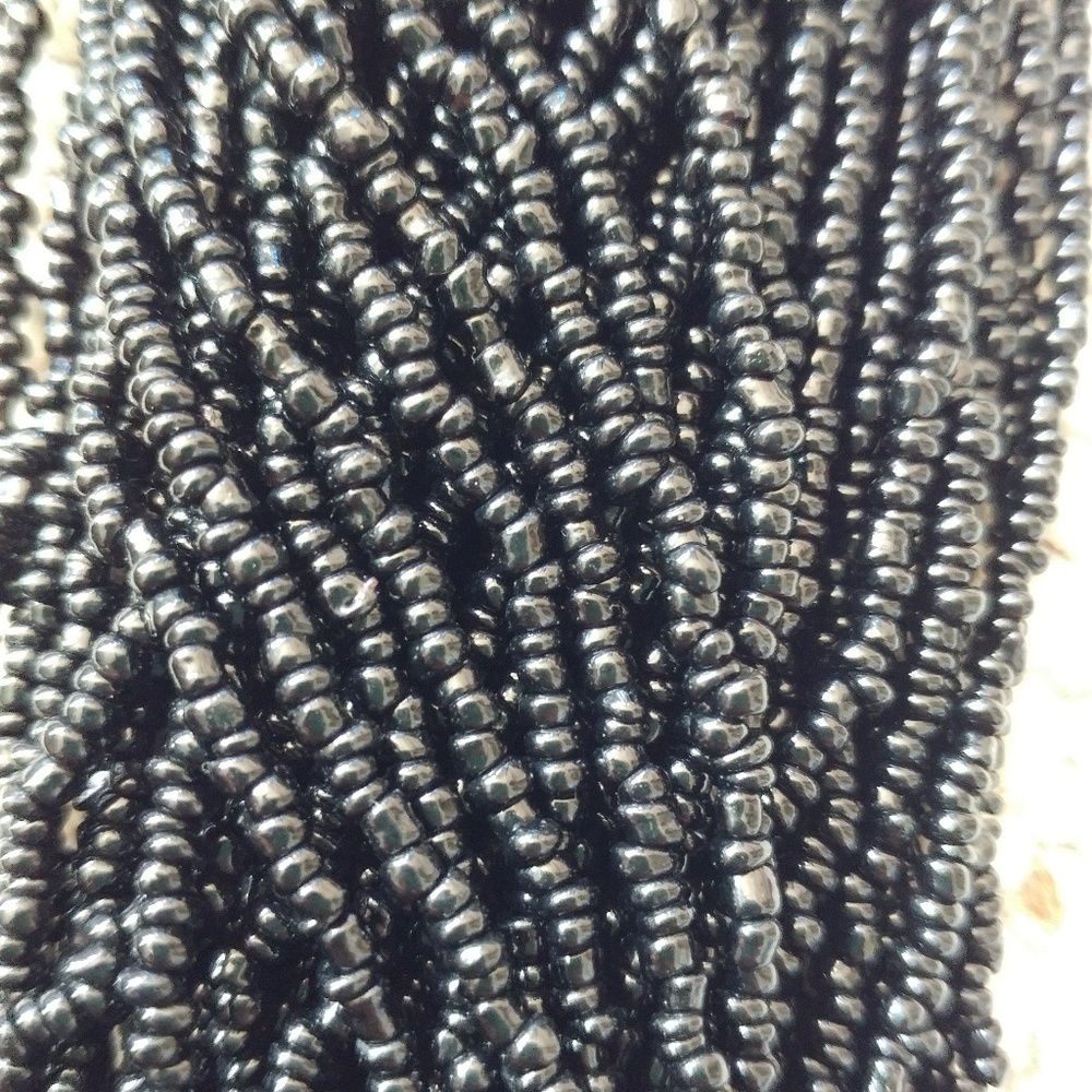 Black Seed Bead Bone Multistrand Collar Necklace - Picture 4 of 4